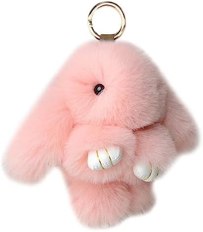 jtkdxqs Mini Bunny Keychain Artificial Rabbit Fur Plush Fluffy Key